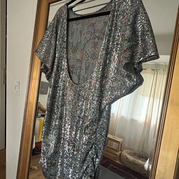 Ba&sh Green Zendaya Sequin Ruched Mini Dress - Picture 3 of 8